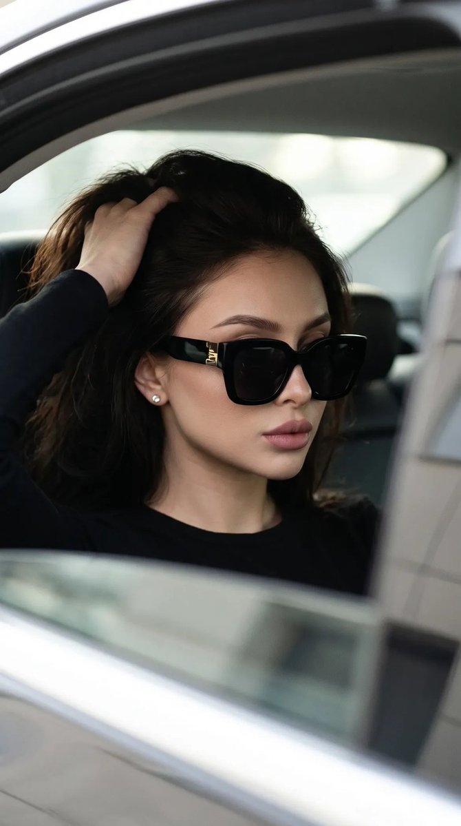 Social Media Post - High-fashion Candid Portrait in Luxury Car — output 1