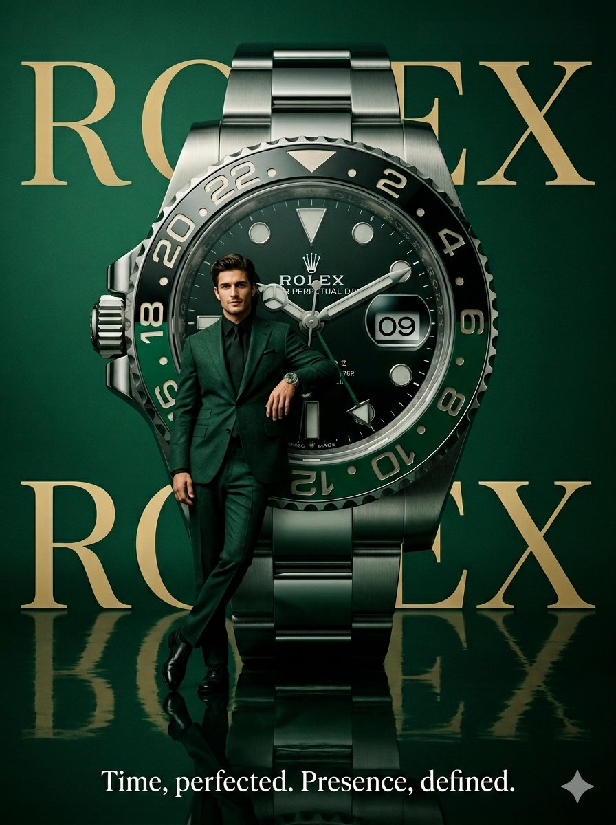 Product Marketing - Surrealist Rolex Brand Poster — output 1
