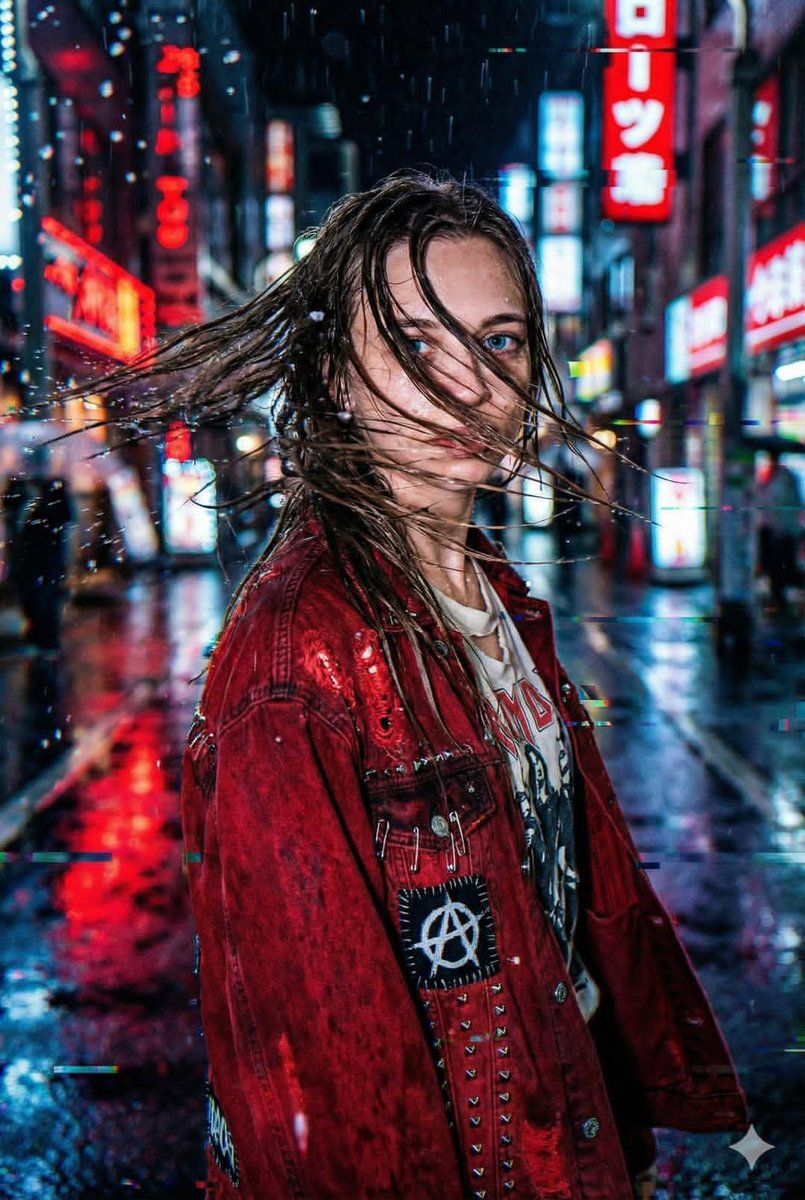 Neo-Tokyo Street Style Portrait Prompt with Glitch Effects — output 1