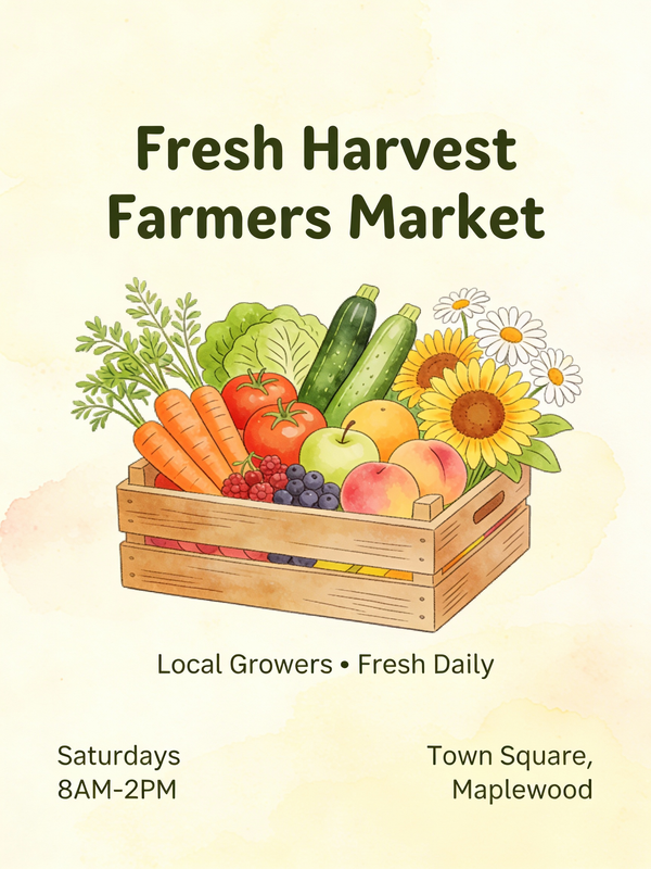 Charming Rustic Farmers Market Poster — output 1
