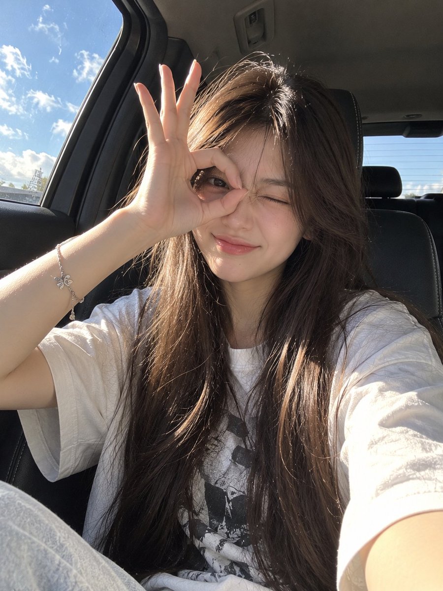 Social Media Post - Candid car selfie in sunlight — output 1