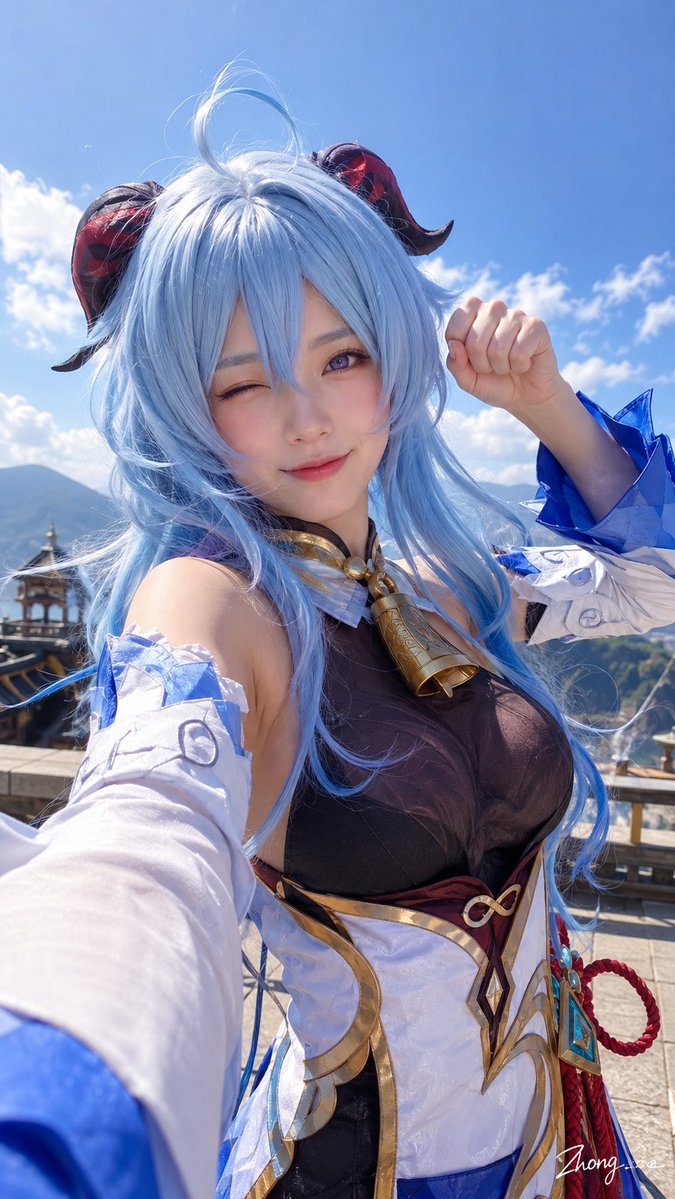 Profile / Avatar - Playful Character Selfie Under Blue Sky — output 1