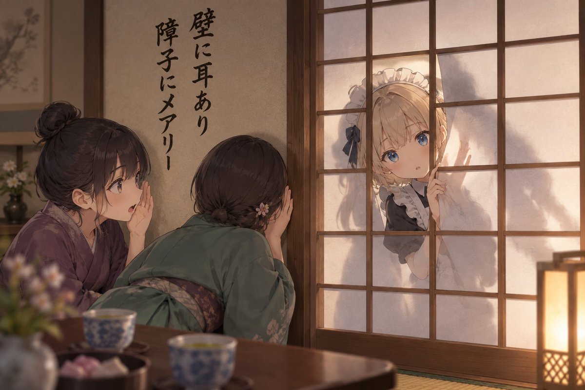 Comic / Storyboard - Shoji Door Whispering Anime Scene — output 1