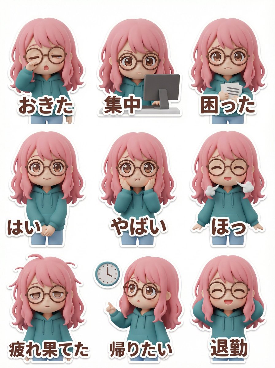 Game Asset - LINE Sticker Generation Prompt (3D Clay Style) — output 1