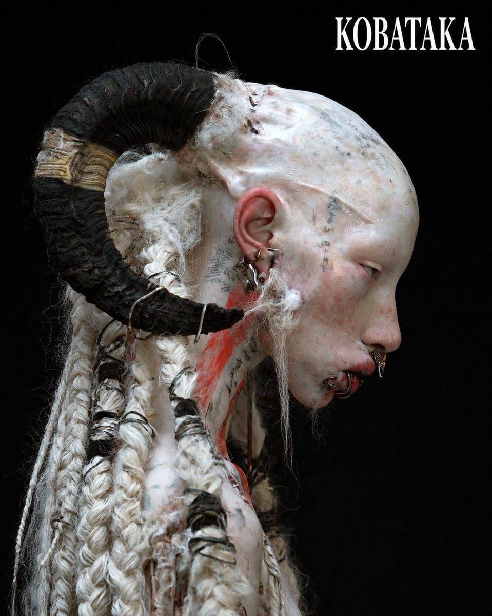 Profile / Avatar - Albino Ram-Horned Gothic Portrait — output 1