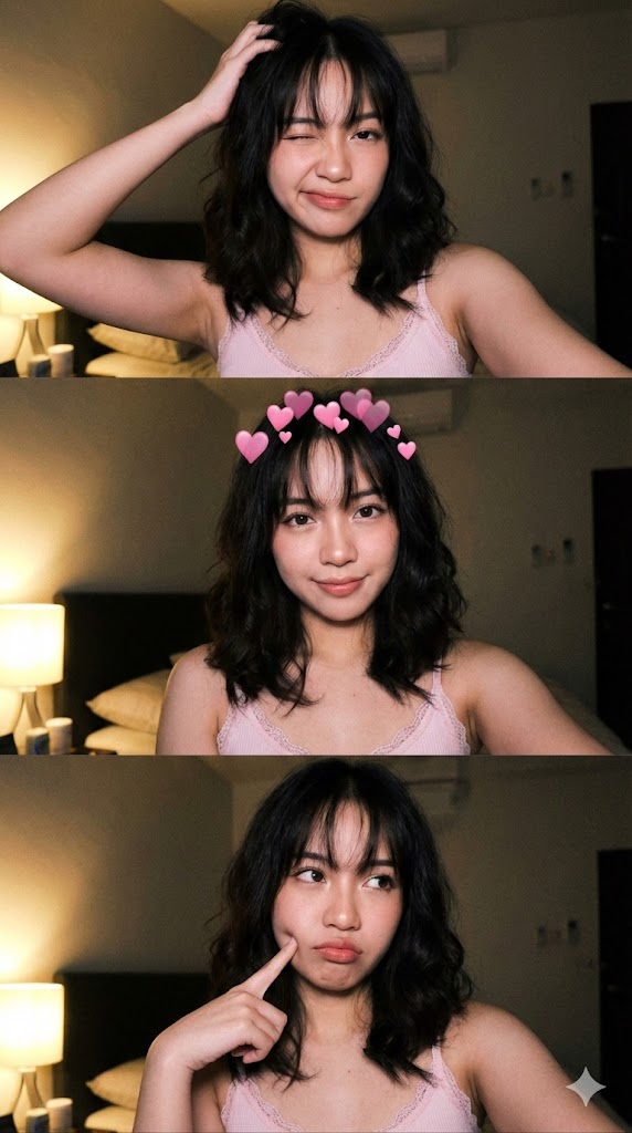 Profile / Avatar - JSON Prompt for Vertical Triptych Selfie of Jenna Ortega Lookalike — output 1