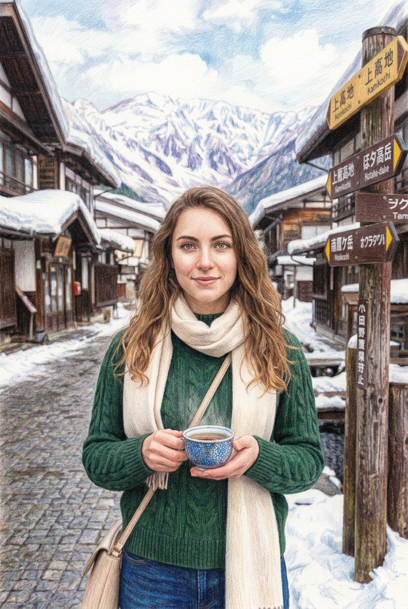 Comic / Storyboard - Snowy Japanese Village Winter Illustration — output 1