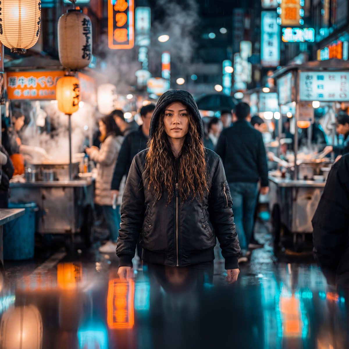Neon-Lit Night Market Cinematic Portrait — output 1
