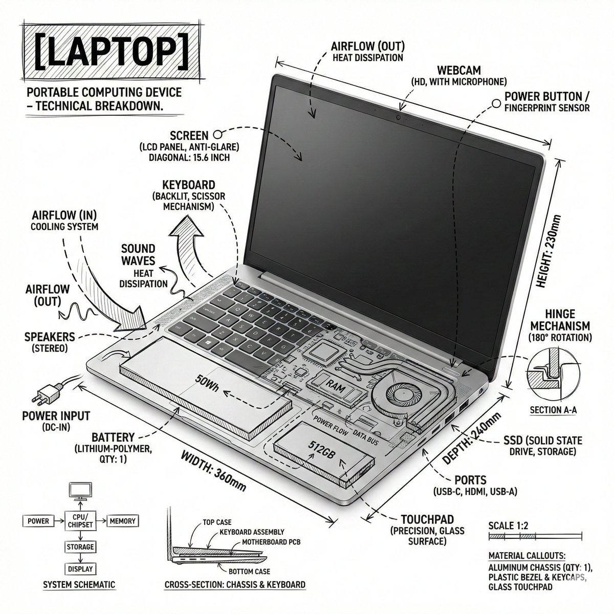 Infographic / Edu Visual - Technical Infographic Overlay on a Laptop Image — output 1