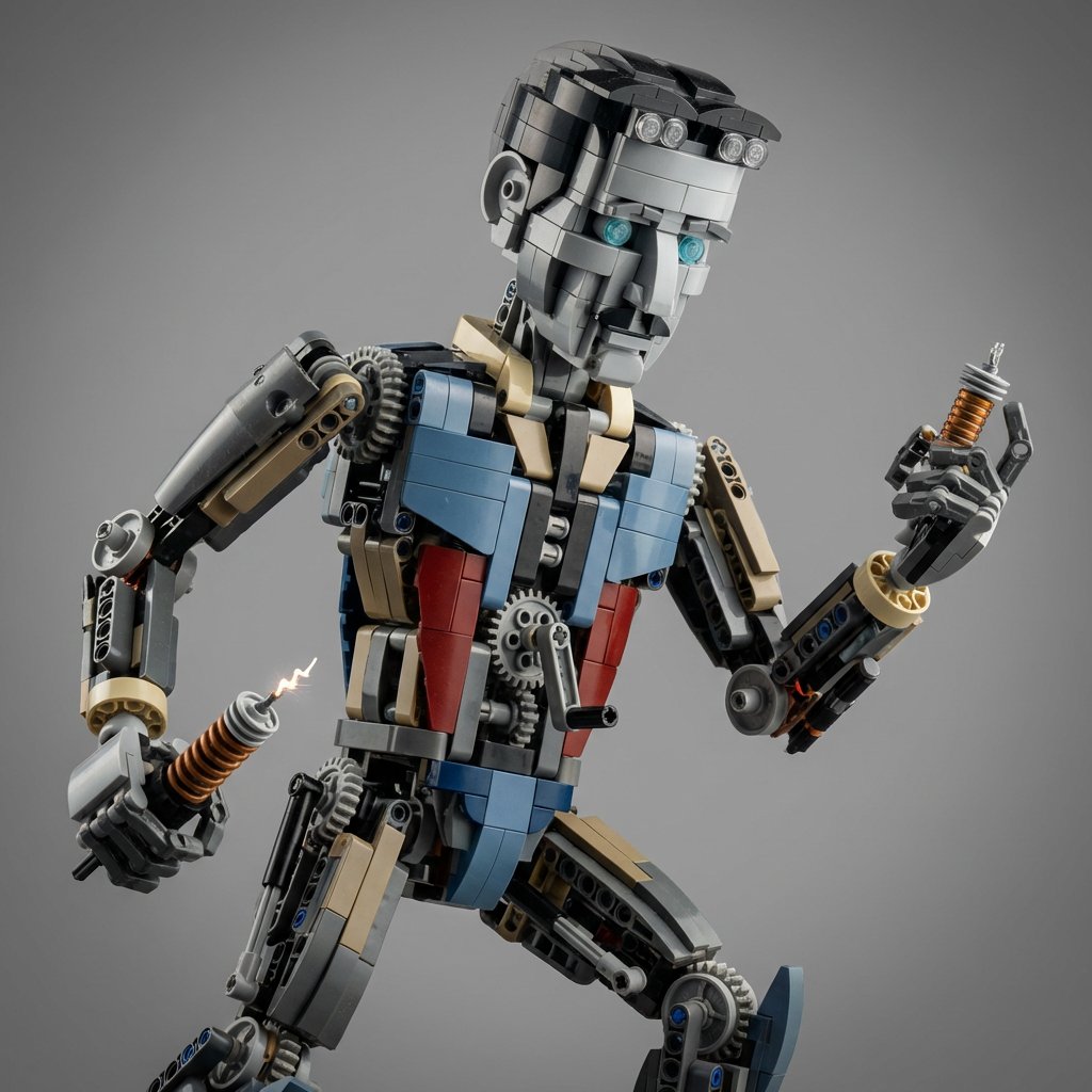 Game Asset - Hyper-Real Macro Studio Shot of a LEGO Technic Kitbash — output 1