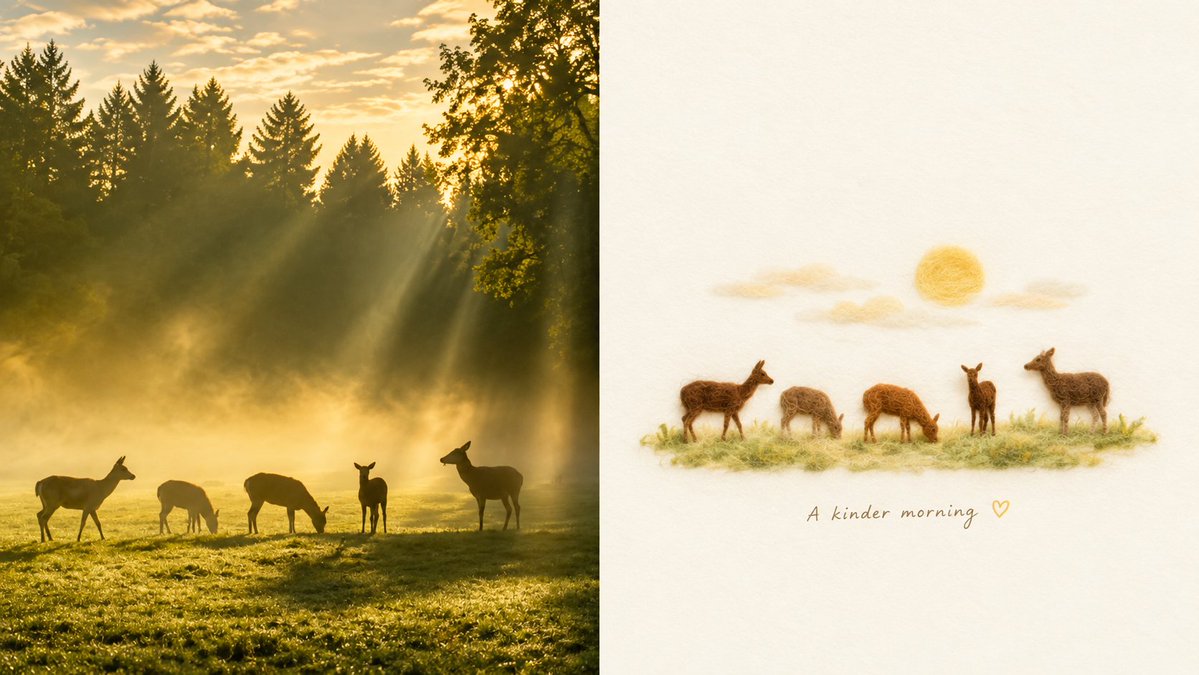 Infographic / Edu Visual - Golden Deer Morning Felt Transformation — output 1