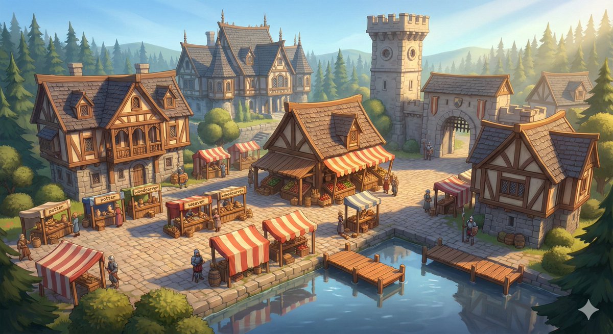 Game Asset - Cinematic Stylized Medieval Market Day — output 1