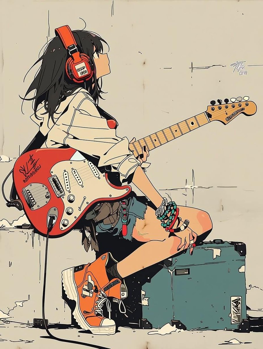 Comic / Storyboard - Minimalist Anime Girl with Guitar — output 1