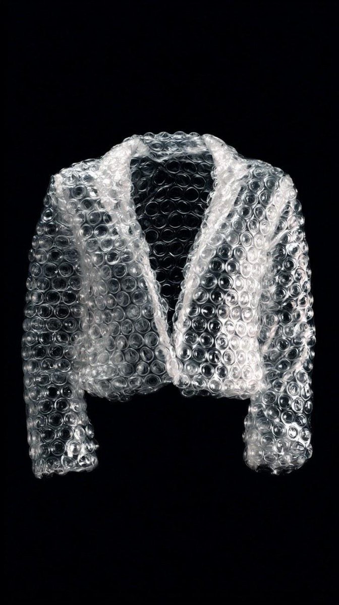 E-commerce Main Image - Minimalist studio shot of transparent bubble wrap fashion item — output 1