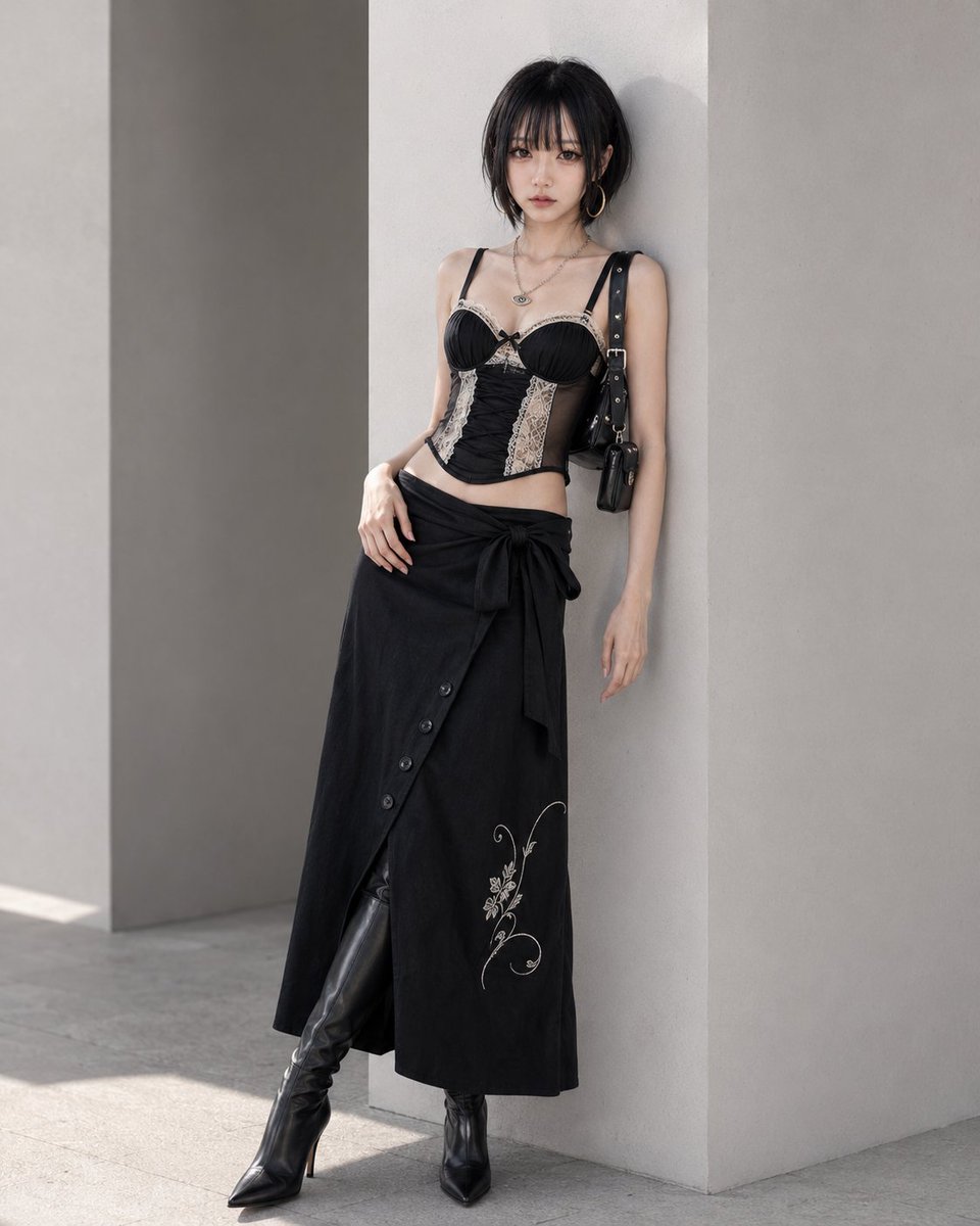 E-commerce Main Image - Lace Corset and Maxi Skirt Wardrobe — output 1