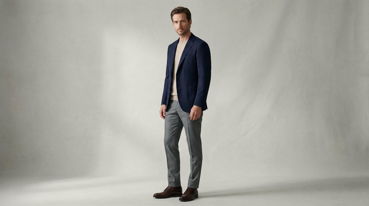 Fashion Magazine Style Photo of a Male Model in Office Casual — output 1