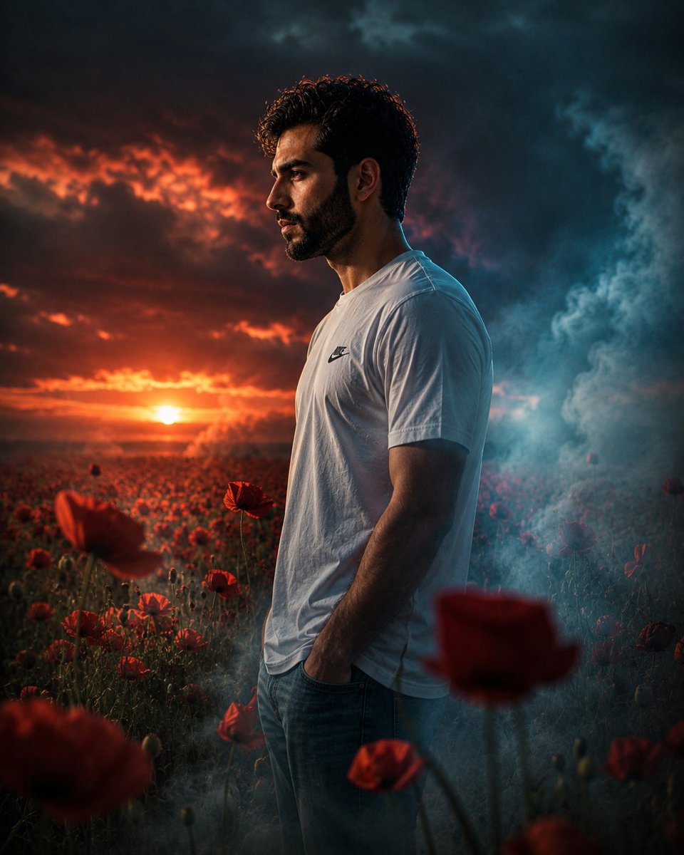 Social Media Post - Poppy Field Sunset Portrait — output 1