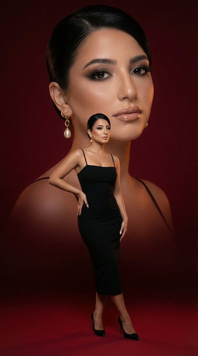 Product Marketing - Editorial Beauty Fashion Poster (Red Dual Composition) — output 1