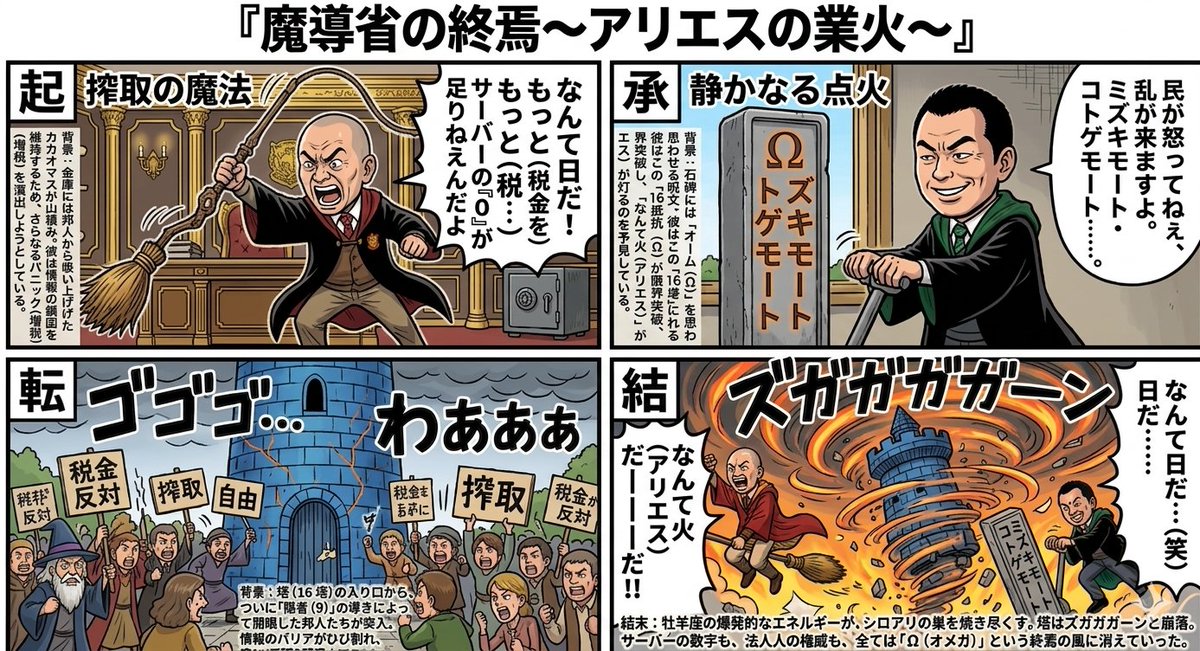 Social Media Post - Four-Panel Manga: The End of the Magic Ministry — output 1