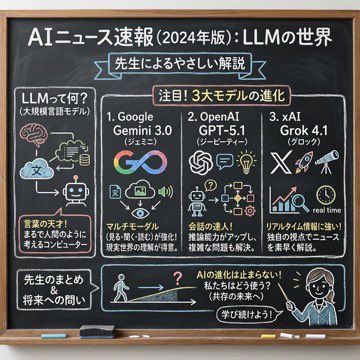 Chalkboard-style AI news summary — output 1