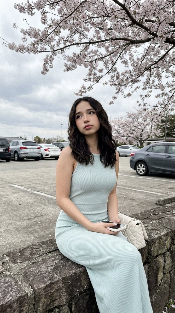 Profile / Avatar - Cherry Blossom Parking Lot Portrait Prompt — output 1