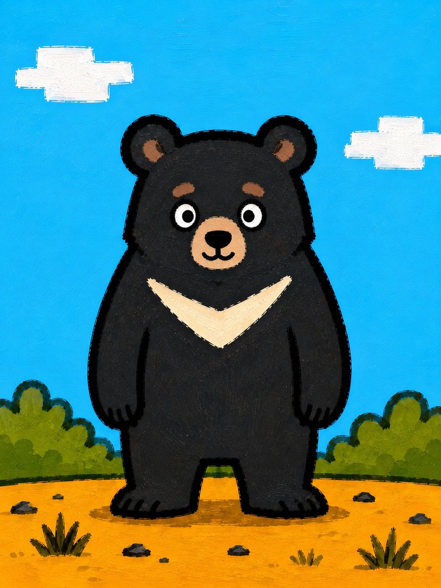 Comic / Storyboard - Cute Painted Black Bear Illustration — output 1