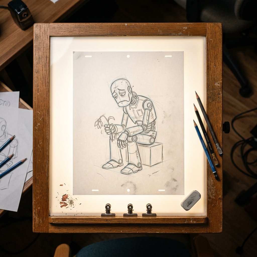 Comic / Storyboard - Classic Animation Light Table Prompt — output 1