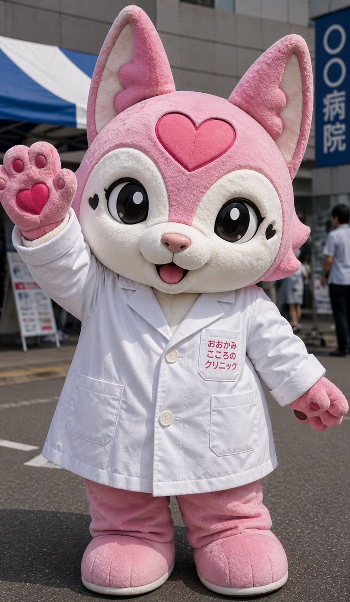 Social Media Post - Pink Wolf Clinic Mascot Photo — output 1