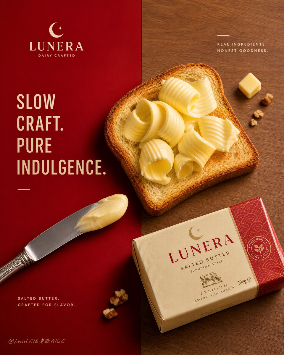 E-commerce Main Image - Premium Food Ad: Lunera Butter — output 1
