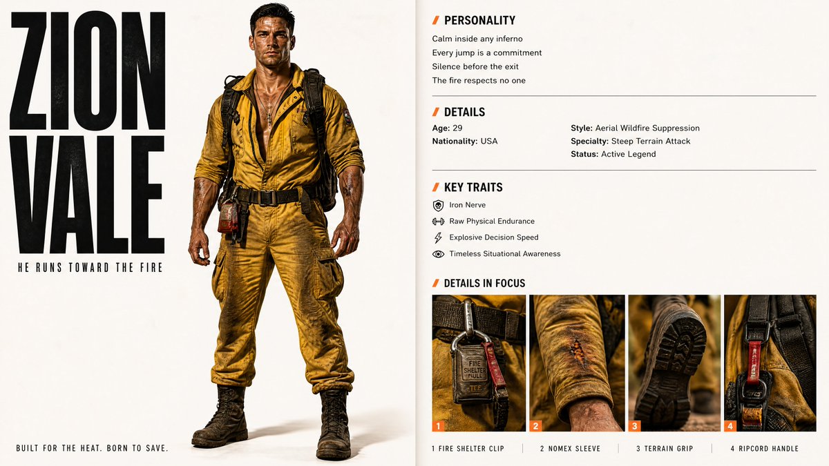 Product Marketing - Editorial Character Profile Spread — output 1
