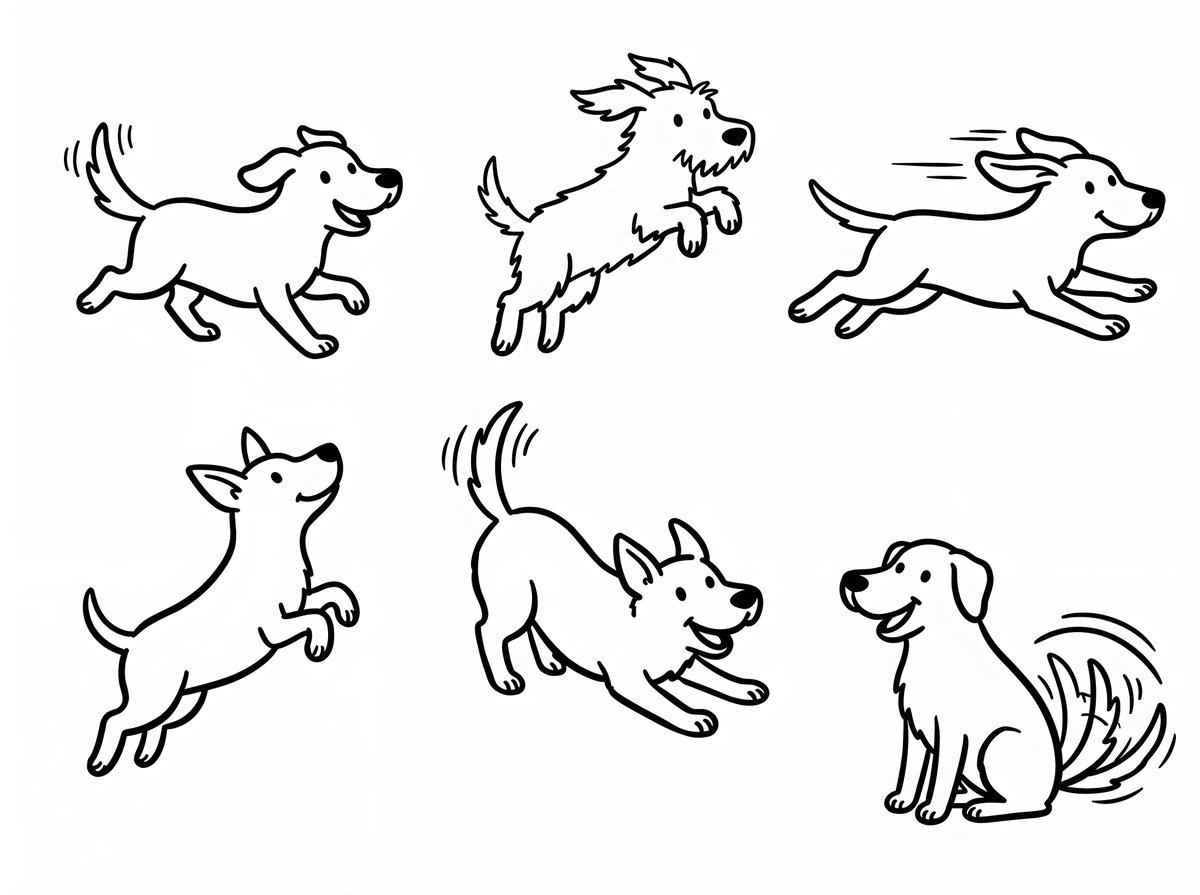 Comic / Storyboard - Minimalist Dog Sketch Clipart — output 1