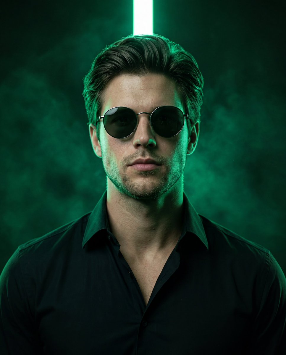 Profile / Avatar - Emerald Neon Editorial Portrait — output 1