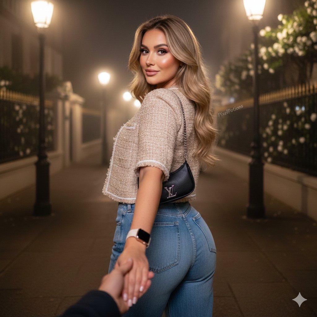 Hyper-realistic Fashion Editorial Portrait: Night Walk — output 1