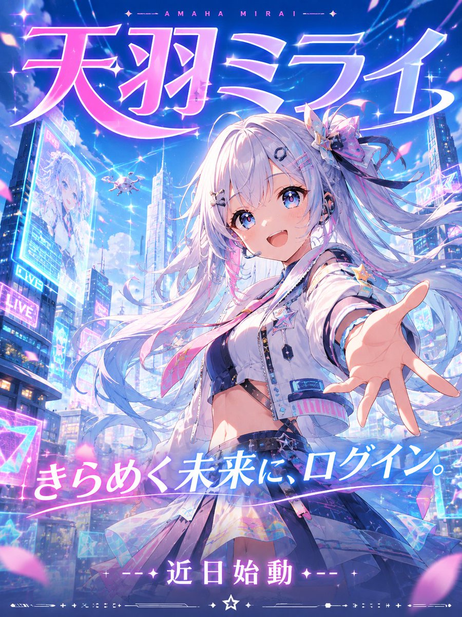 Product Marketing - Futuristic VTuber Debut Poster — output 1