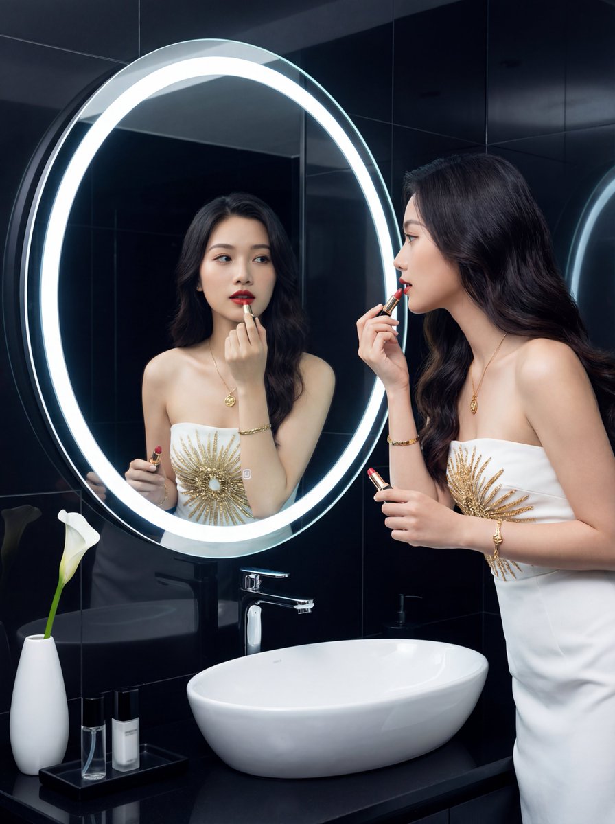 Luxury Bathroom Selfie with Mirror Reflection — output 1