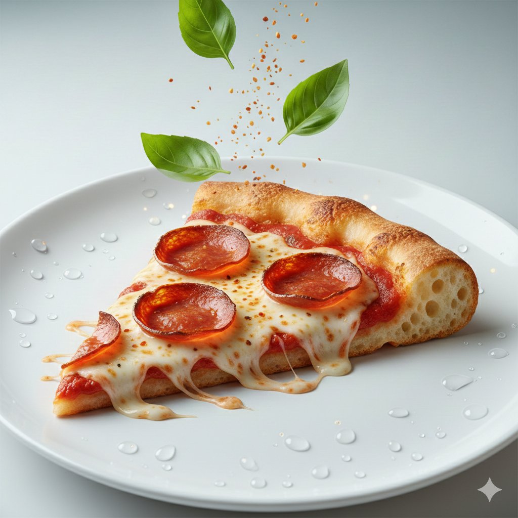 Deconstructed Floating Pizza Still Life Prompt — output 1