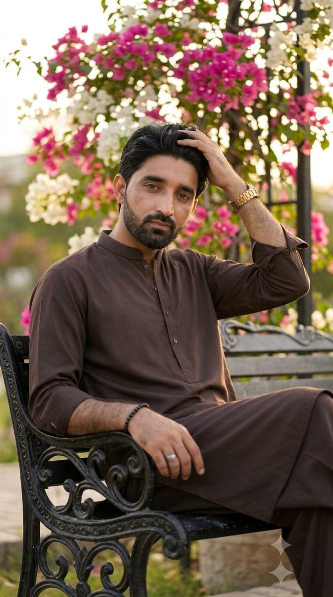 Profile / Avatar - Golden Hour Garden Bench Portrait — output 1