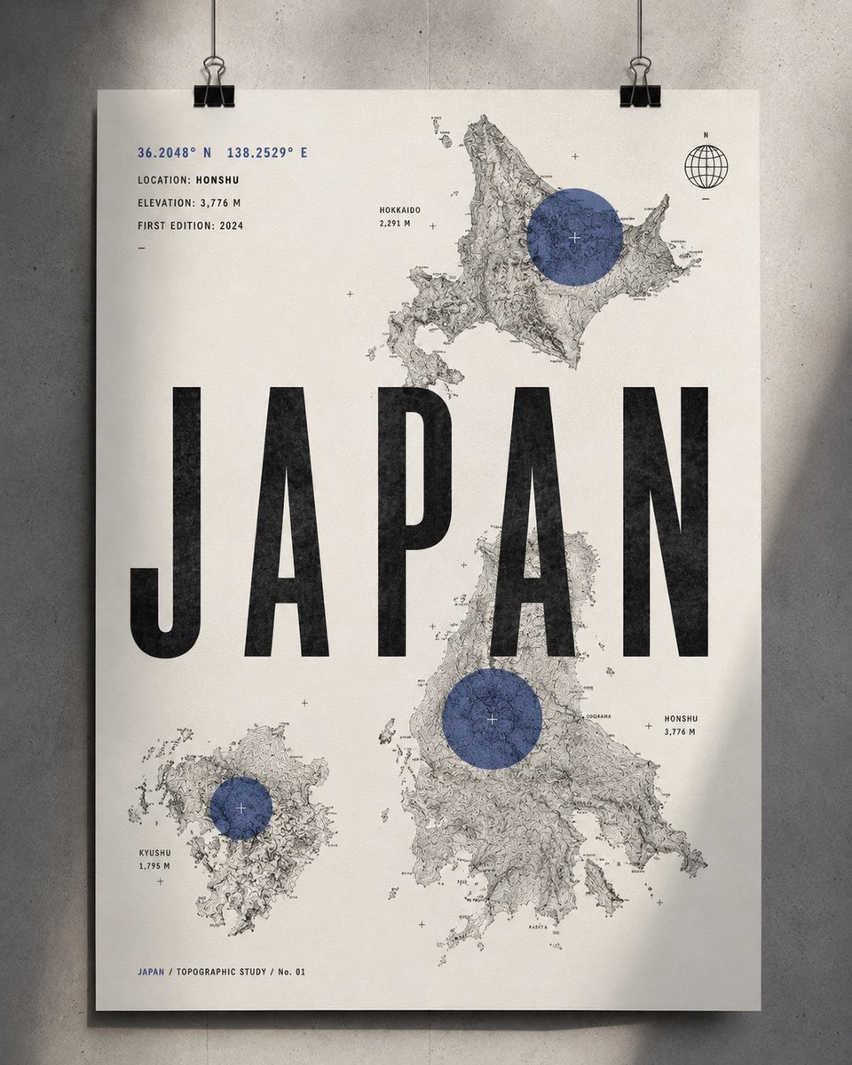 Infographic / Edu Visual - Topographic Country Cartography Art Print — output 1