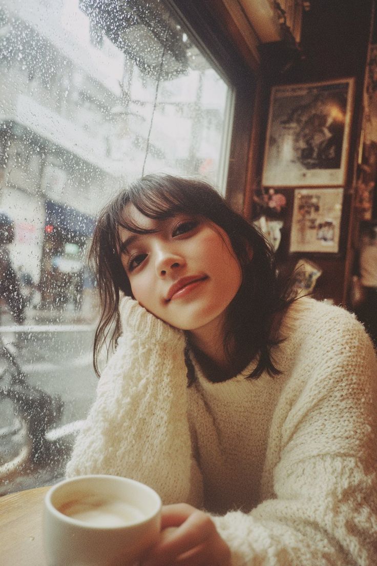 Cozy Rainy Day Café Portrait (Film Aesthetic) — output 1