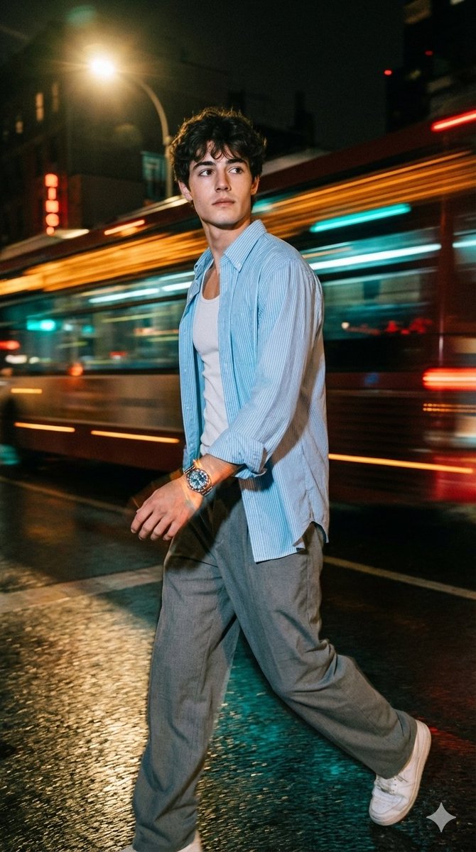 Cinematic Night Street Portrait of Indian Man — output 1