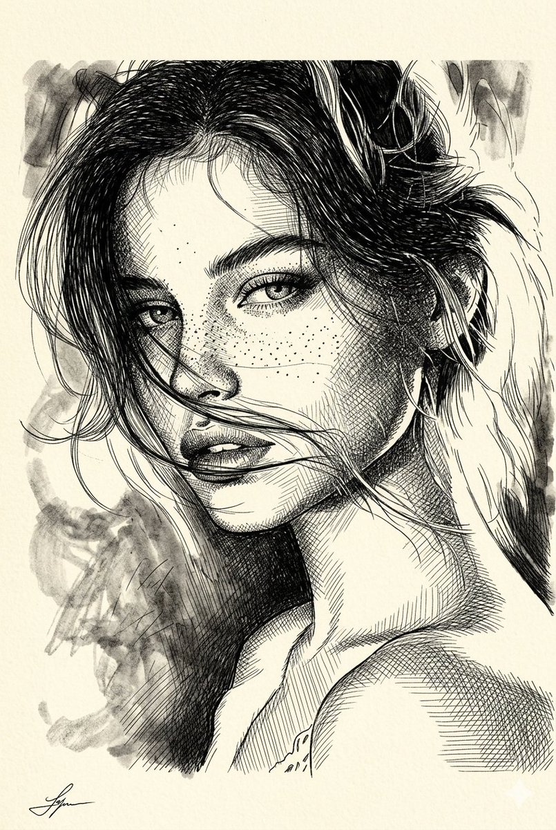 Comic / Storyboard - Cross-Hatched Ink Portrait — output 1