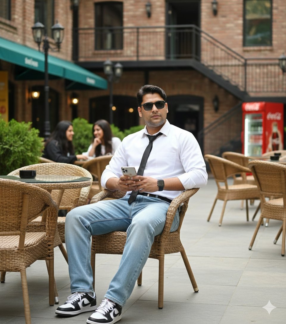 Ultra-Realistic DSLR Photo of an Indian Man in a Café — output 1