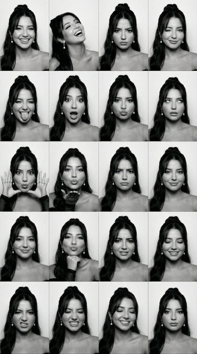 Profile / Avatar - Black and White Photobooth Expression Grid (4x4) — output 1