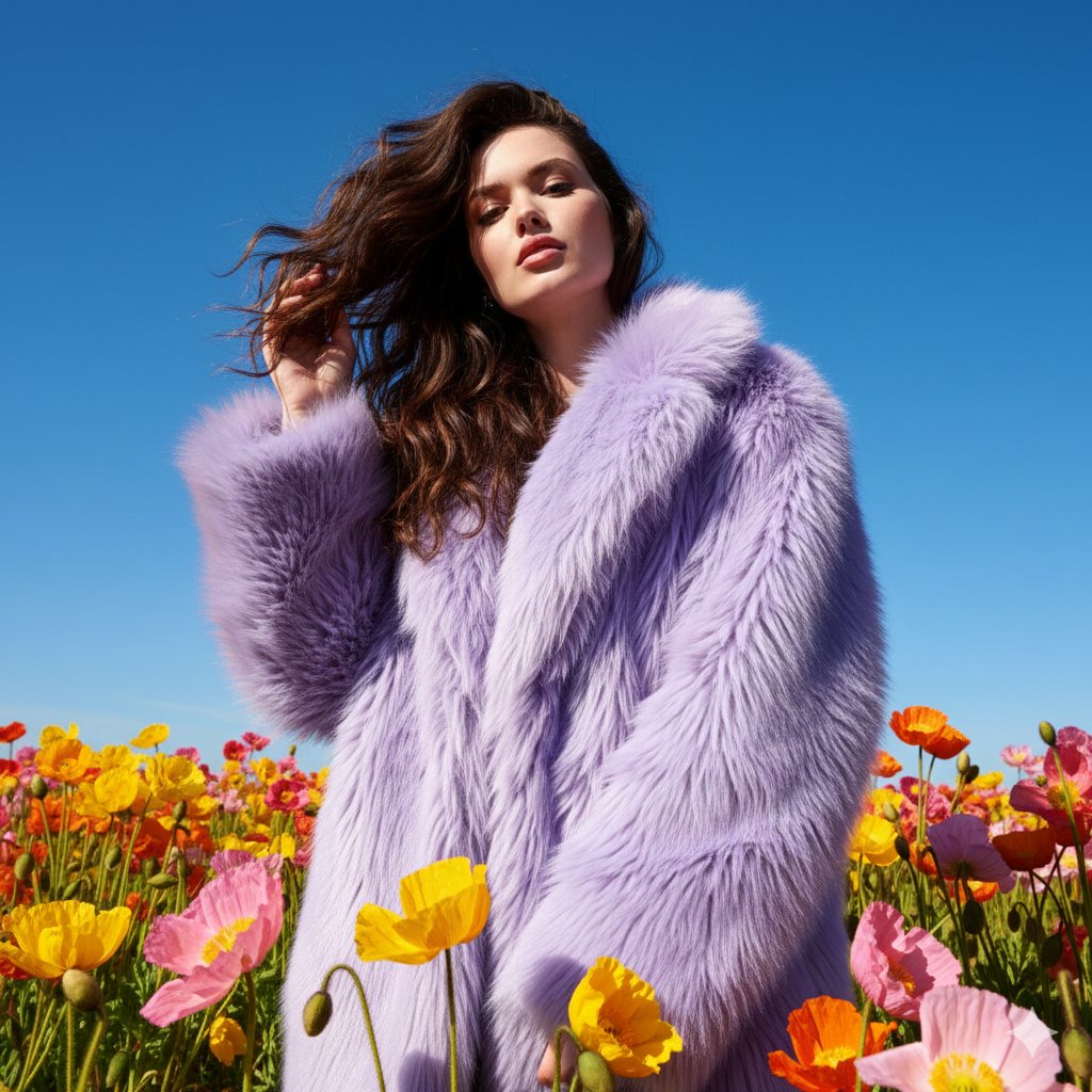 Outdoor Fashion Portrait in Flower Meadow Prompt — output 1