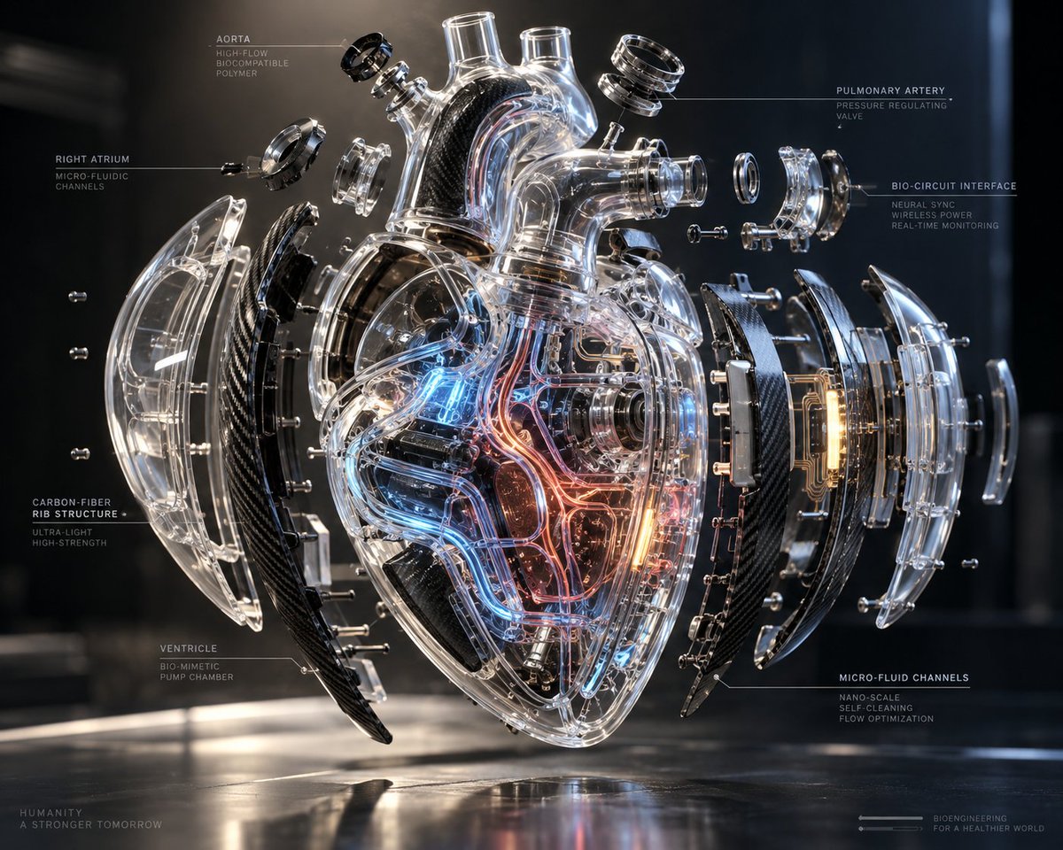 Infographic / Edu Visual - Exploded Transparent Artificial Heart — output 1