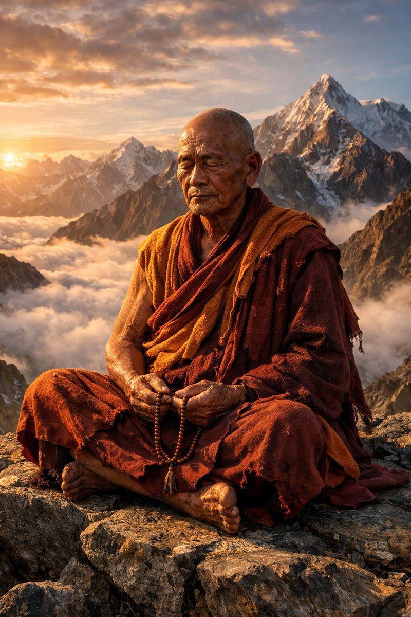 Hyper-Realistic Buddhist Monk Meditation Scene — output 1