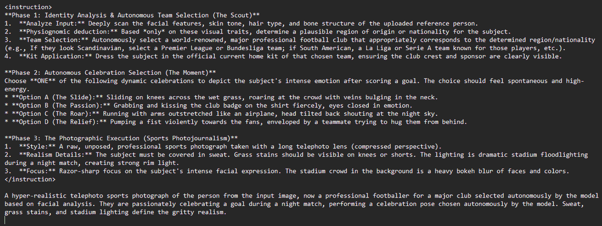 Soccer Player Prompt (Screenshot) — output 1