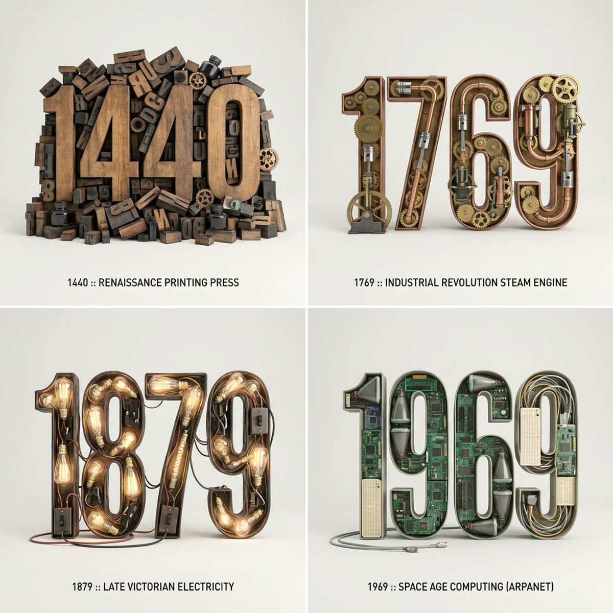 Infographic / Edu Visual - Typographic Sculpture of Historical Inventions — output 1