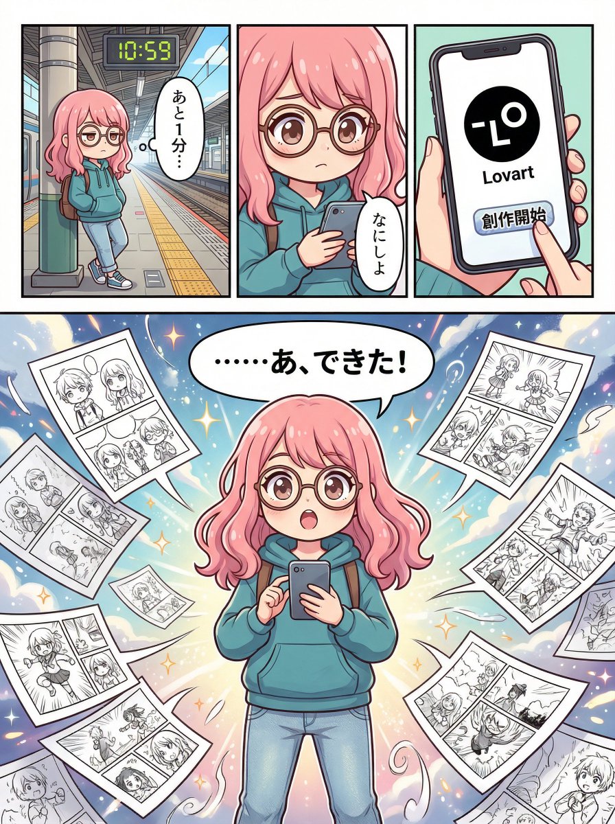 Comic / Storyboard - Four-Panel Manga Creation about Lovart App — output 1