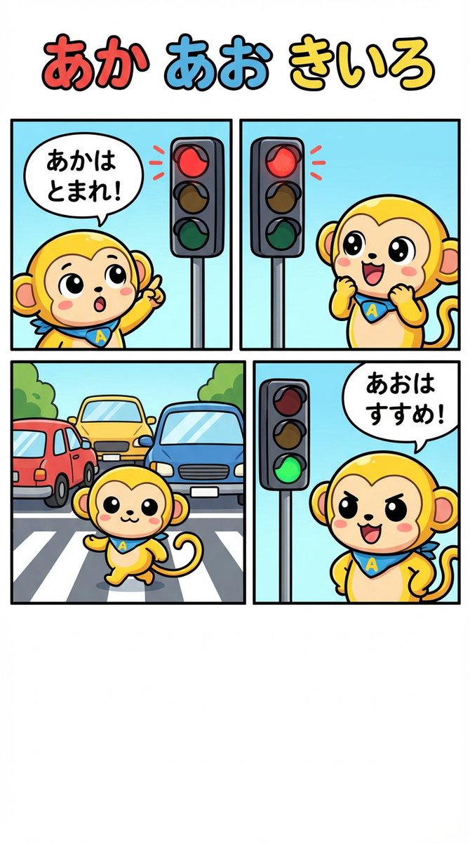 Four-Panel Comic: Red, Blue, Yellow Theme — output 1